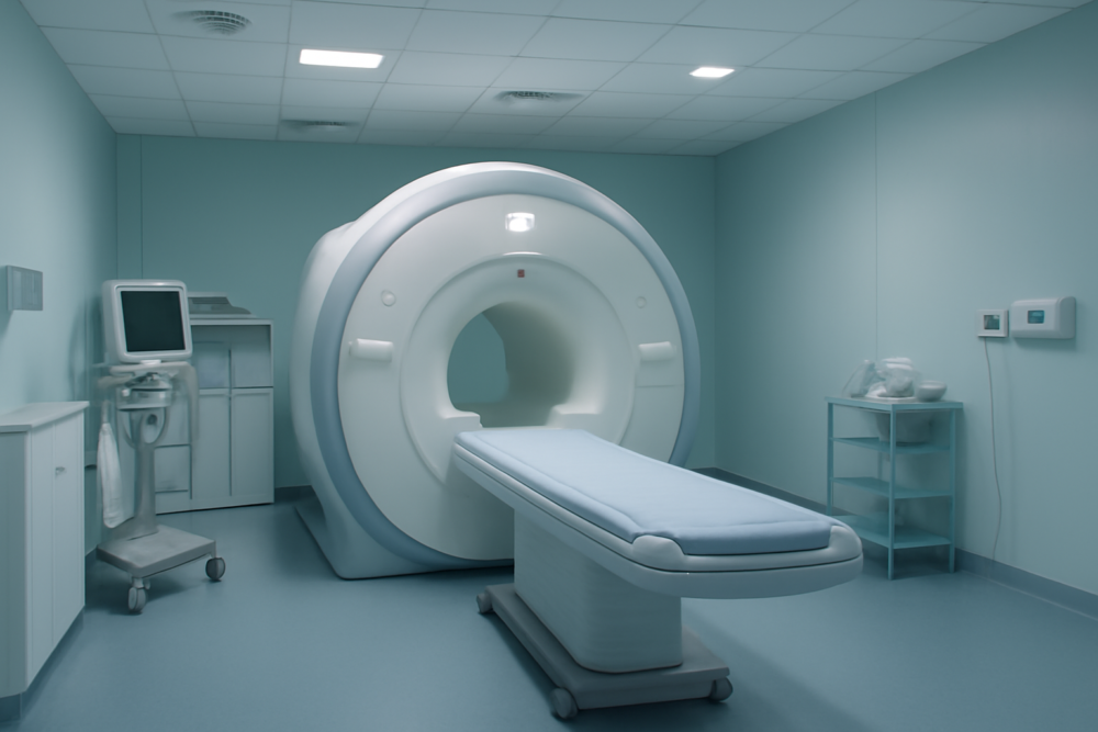 Moderne MRI-scanner in een radiologiekamer voor mamma-MRI onderzoek