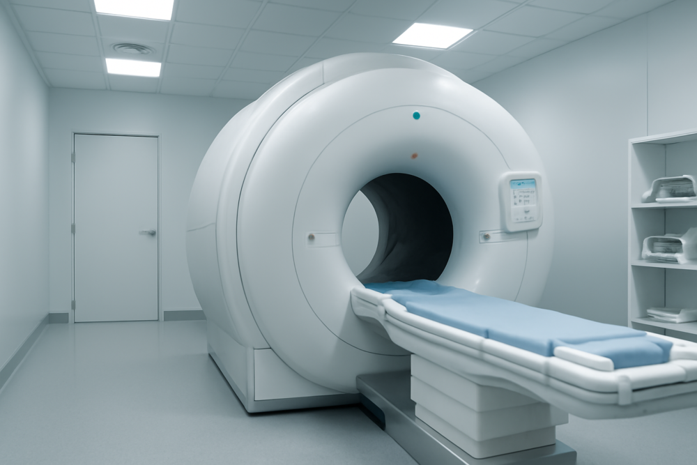 Moderne MRI-scanner in een ziekenhuisruimte voor een heuponderzoek