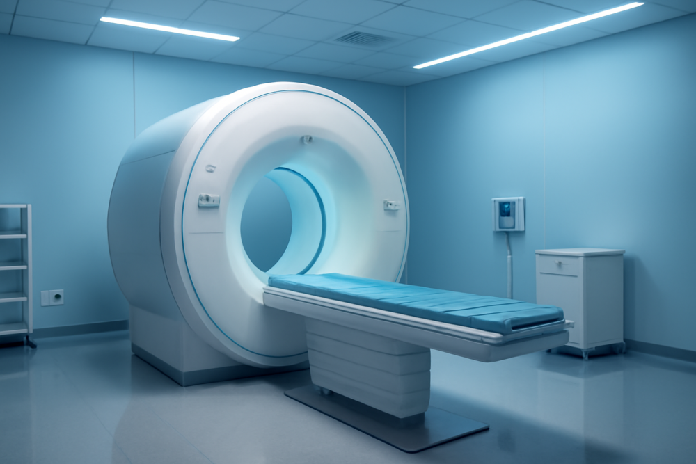 Moderne MRI-scanner in een stille, professionele medische onderzoeksruimte